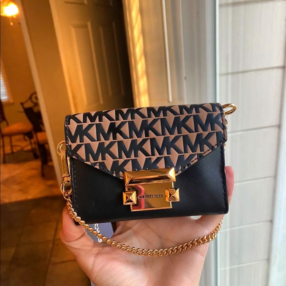 Michael Kors Whitney flap khaki wallet card case